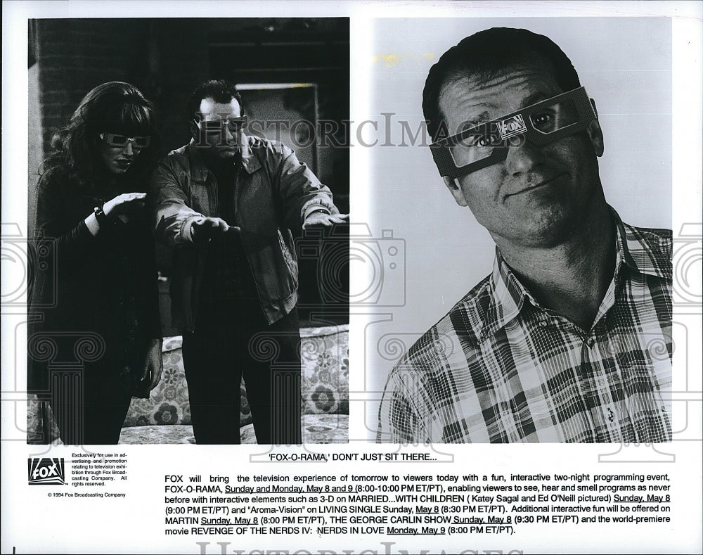 1994 Press Photo Katey Segal, Ed O&#39;Neill &quot;Married With Children&quot;- Historic Images