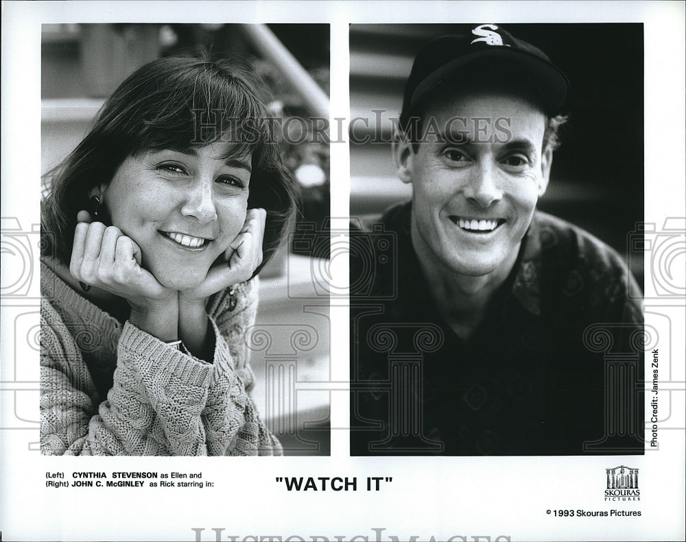 1993 Press Photo &quot;Watch It&quot; Cynthia Stevenson &amp; John C. McGinley- Historic Images