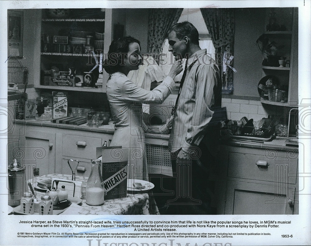 1981 Press Photo Jessica Harper, Steve Martin &quot;Pennies from Heaven&quot;- Historic Images