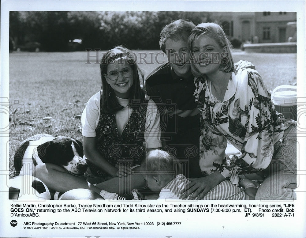 1991 Press Photo Kellie Martin, Christopher Burke, Tracy Needham &quot;Life Goes On&quot;- Historic Images