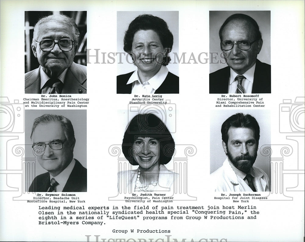 Press Photo Dr. John Bonica, Dr. Kate Lorig, Dr. Hubert Rosomoff Dr. Seymour - Historic Images