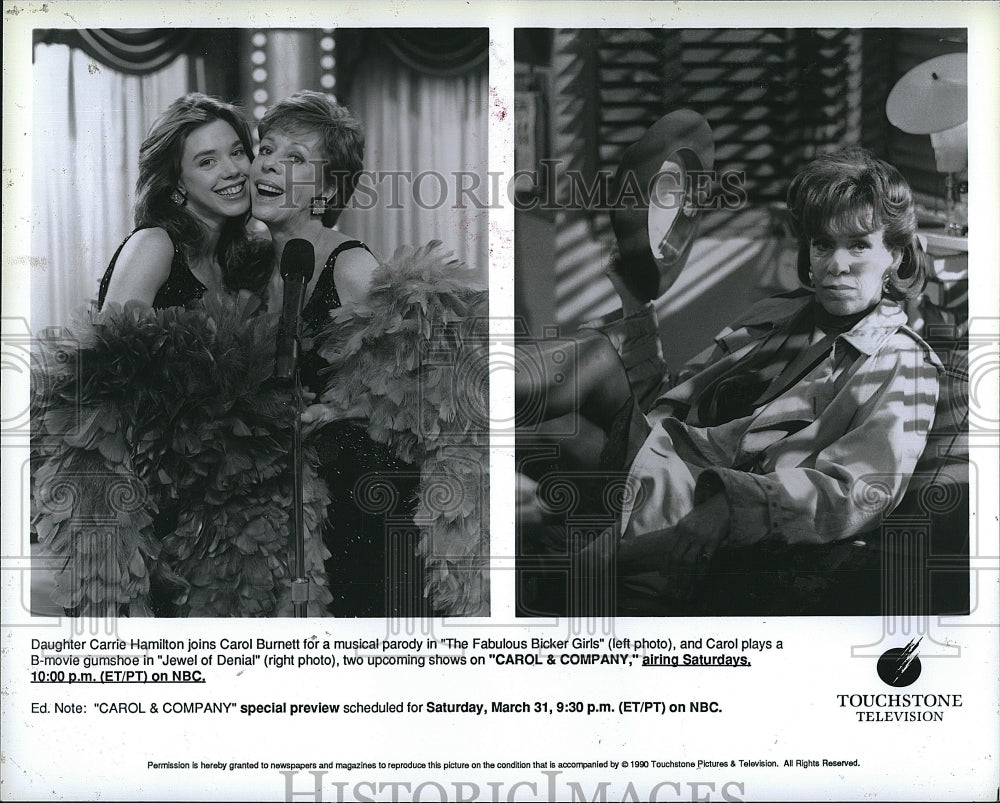 1990 Press Photo Carrie Hamilton, Carol Burnett &quot;Carol and Company&quot;- Historic Images