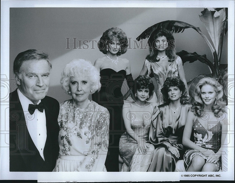 1985 Press Photo C. Heston, B. Stanwyck, S. Beachman "Dynasty II: The Colbys"- Historic Images