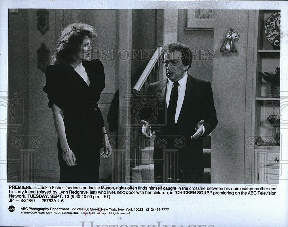 1989 Press Photo Jackie Mason Actor Lynn Redgrave Actress Chicken Soup TV Show- Historic Images