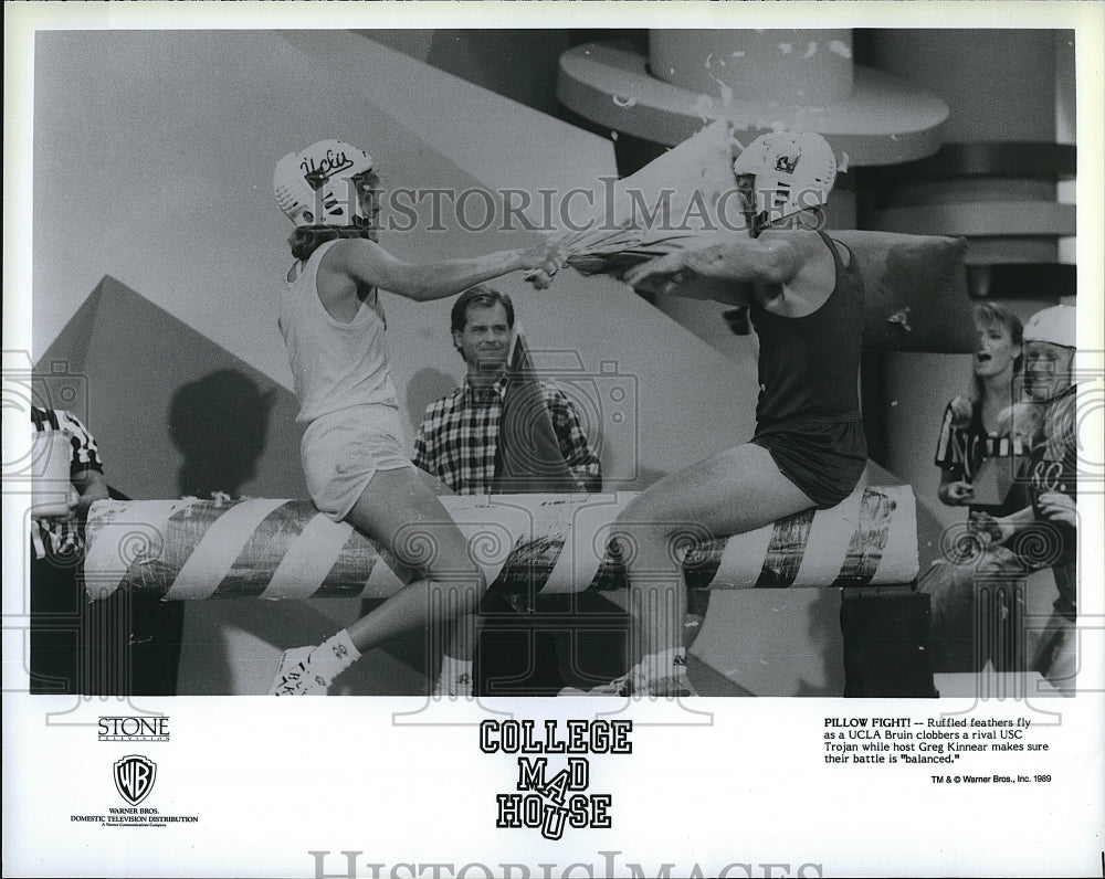1989 Press Photo Greg Kinner, UCLA Bruin, USC Trojan, "College Mad House"- Historic Images