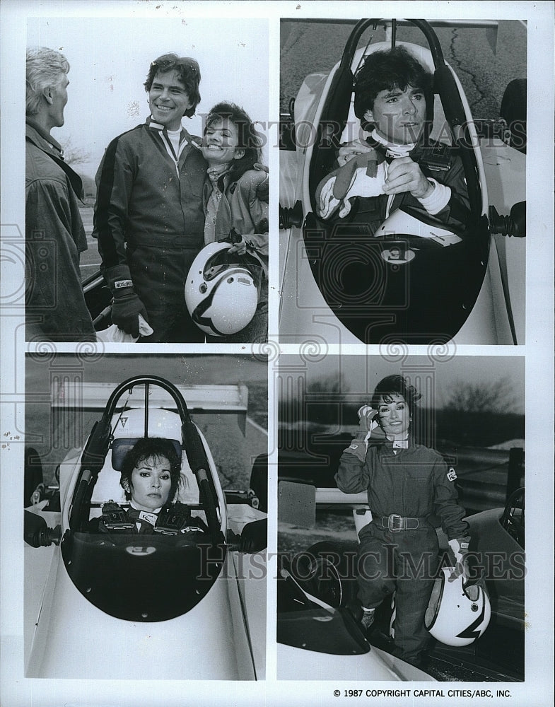 1987 Press Photo David Canary, Larkin Malloy and Susan Lucci in All My Children.- Historic Images