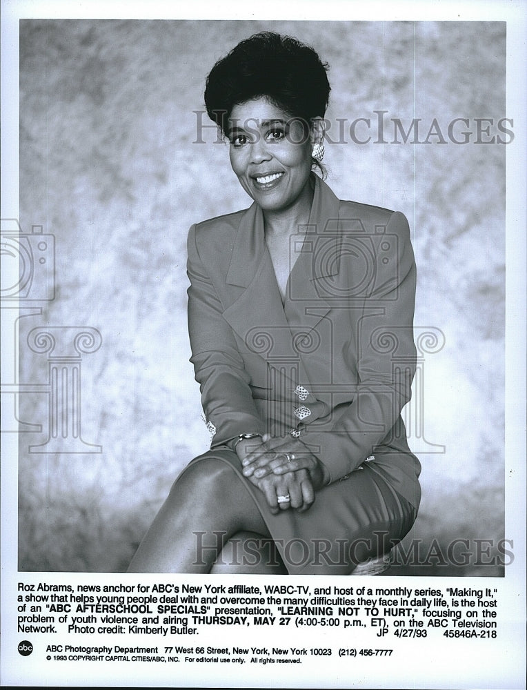 1993 Press Photo Roz Abrams New Anchor in &quot;Learning Not to Hurt&quot;- Historic Images