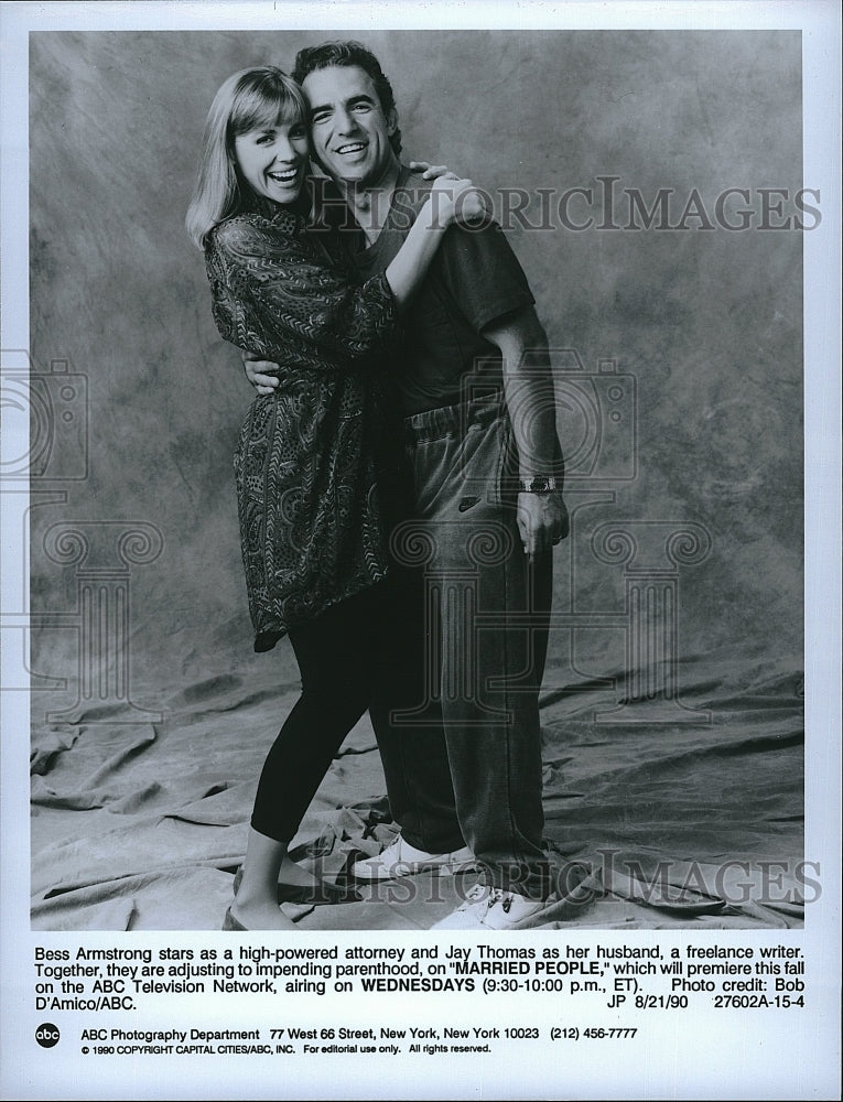 1990 Press Photo Bess Armstrong and Jay Thomas in Married People- Historic Images