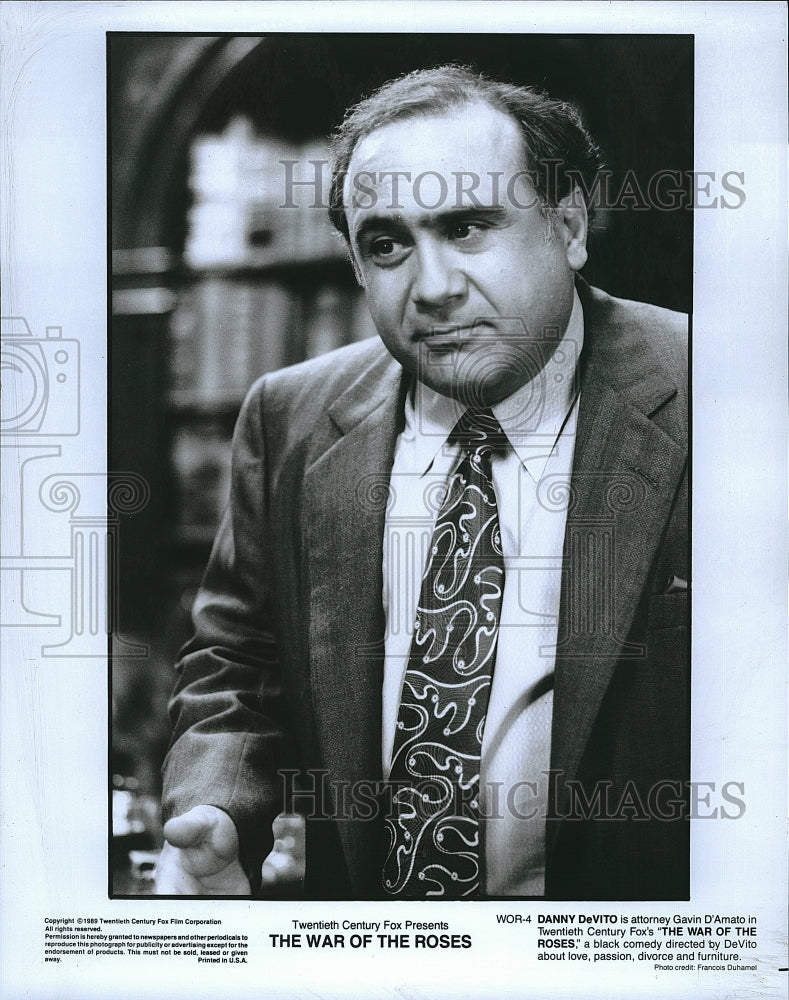 1989 Press Photo Danny DeVito "The War of the Roses"- Historic Images