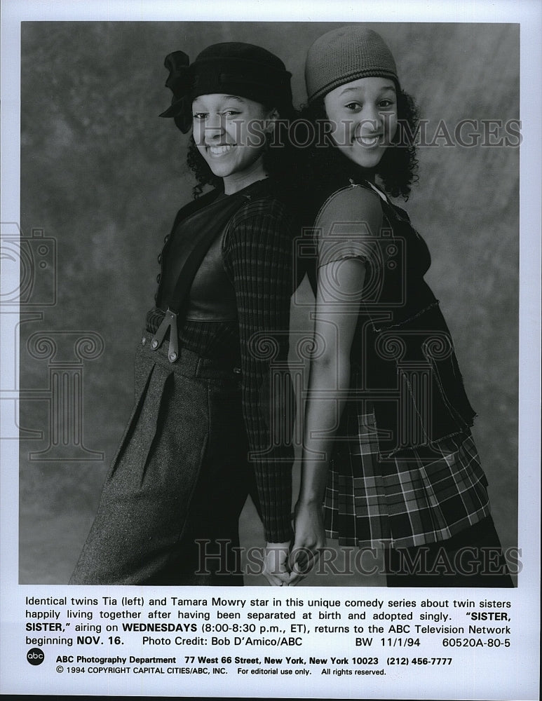 1994 Press Photo TV Series Sister Sister Tia and Tamara Mowry- Historic Images