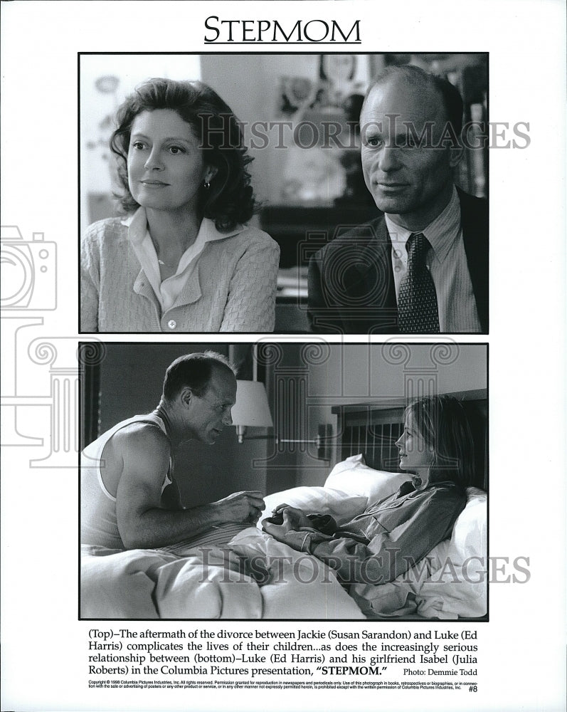 1998 Press Photo &quot;Stepmom&quot; Susan Sarandon &amp; Ed Harris, Julia Roberts- Historic Images