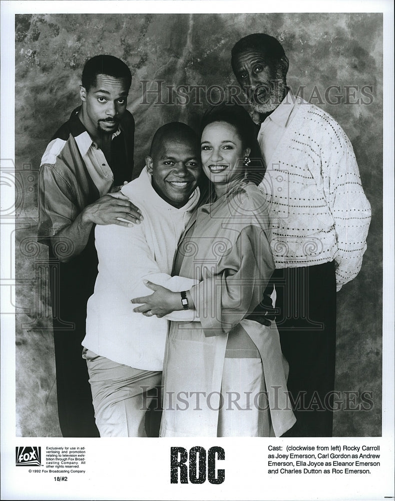 1992 Press Photo Rocky Carroll Carl Gordon Ella Joyce Charles Dutton Roc TV Show- Historic Images