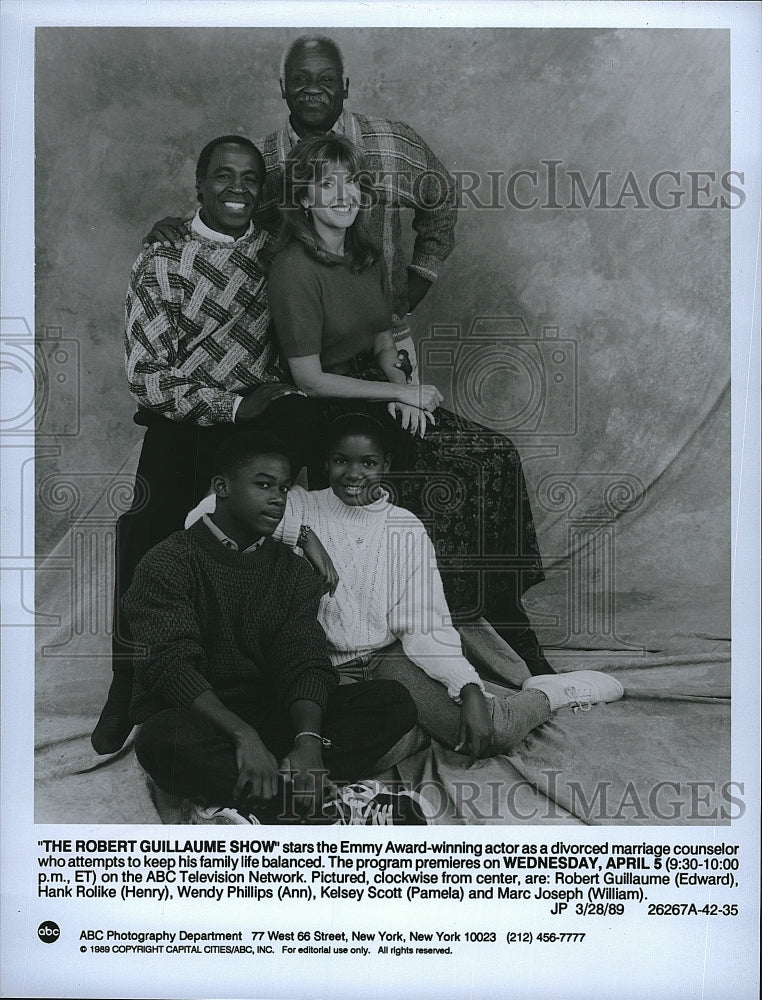 1989 Press Photo Robert Guillaume Show Cast Portrait Wendy Phillips Marc Joseph- Historic Images