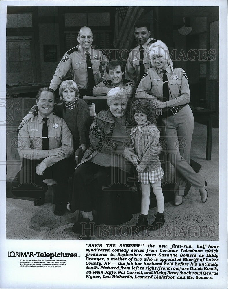 1987 Press Photo &quot;She&#39;s the Sheriff&quot; Talesin Jaffe, Pat Carroll, Suzane Somers- Historic Images