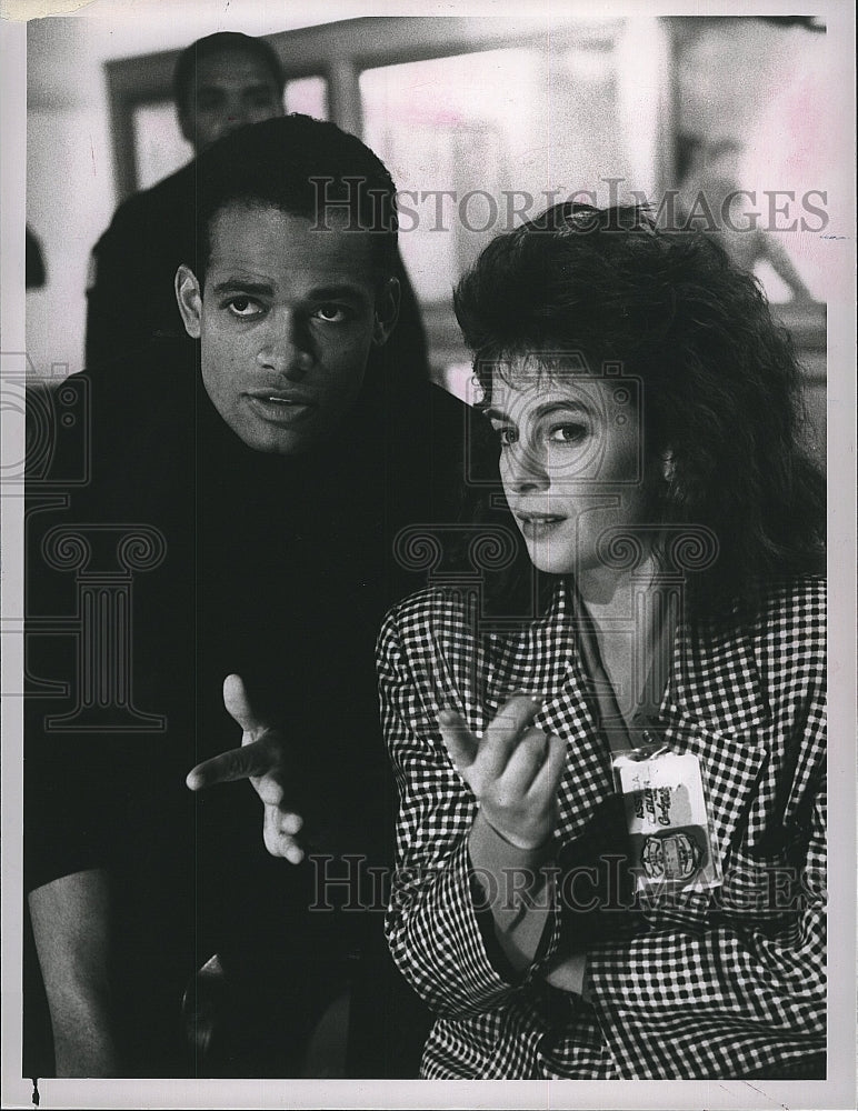 1988 Press Photo Actor, Director Mario Van Peebles, Terry Donahoe In Sonny Spoon- Historic Images