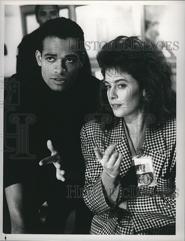 1988 Press Photo Actor, Director Mario Van Peebles, Terry Donahoe In Sonny Spoon- Historic Images