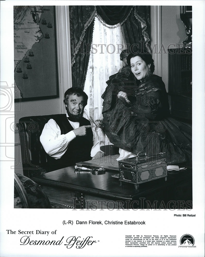 1998 Press Photo Florek &amp; Estabrook In &quot;The Secret Diary Of Desmond Pfeiffer&quot;- Historic Images