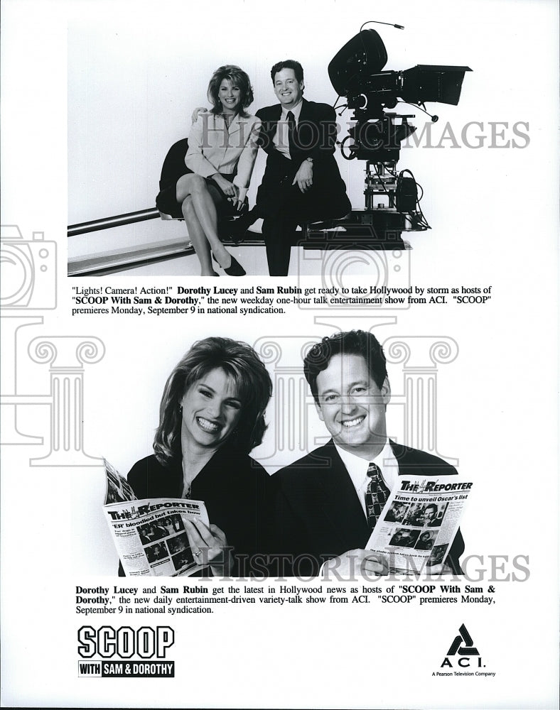 1982 Press Photo &quot;Scoop with Sam &amp; Dorothy&quot; D Lucey &amp; Sam Rubin- Historic Images