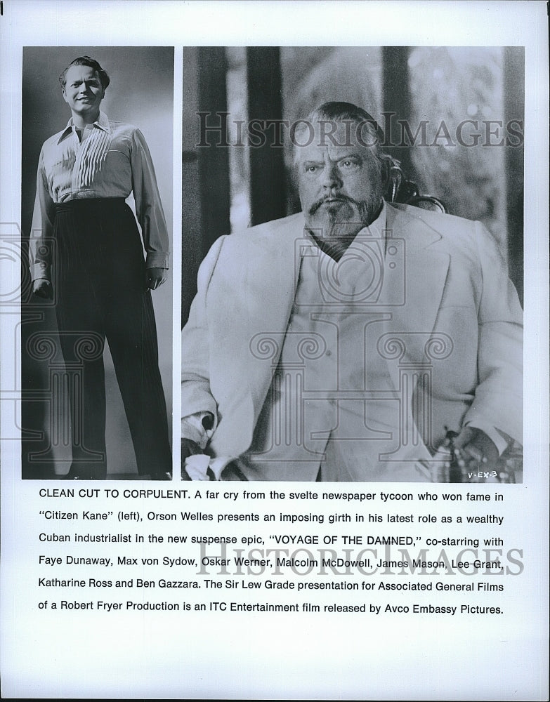 1976 Press Photo Actor, Director, Producer Orson Welles In Voyage Of The Damned- Historic Images