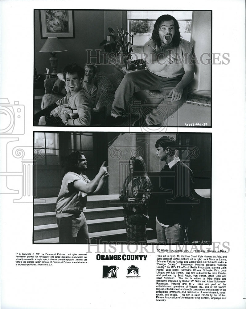 2001 Press Photo Actor RJ Knoll &amp; Jack Black In &quot;Orange County&quot; - Historic Images