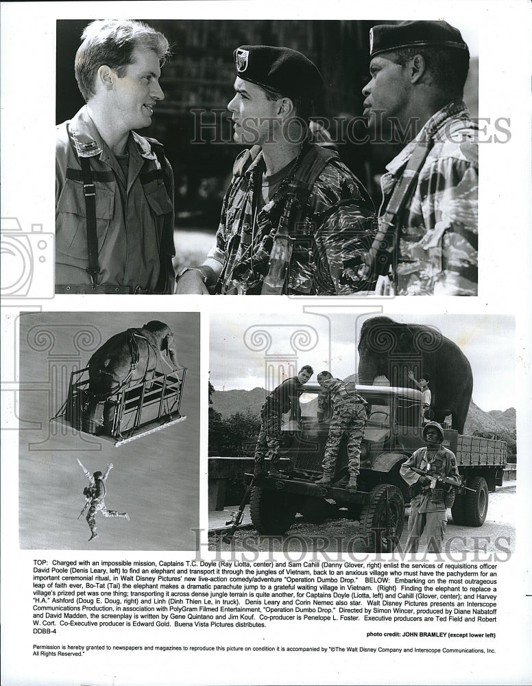 1995 Press Photo Ray Liotta Danny Glover Operation Dumbo Drop- Historic Images