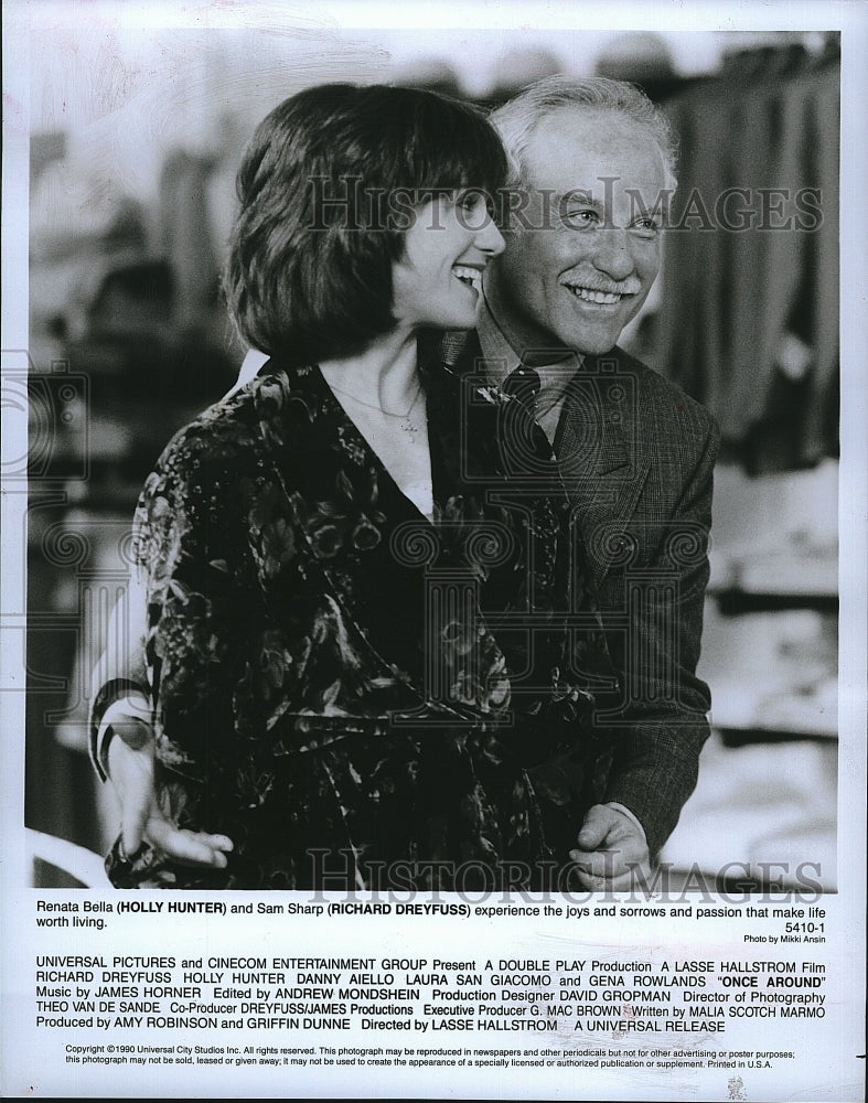 1990 Press Photo Holly Hunter Richard Dreyfuss Once Around- Historic Images