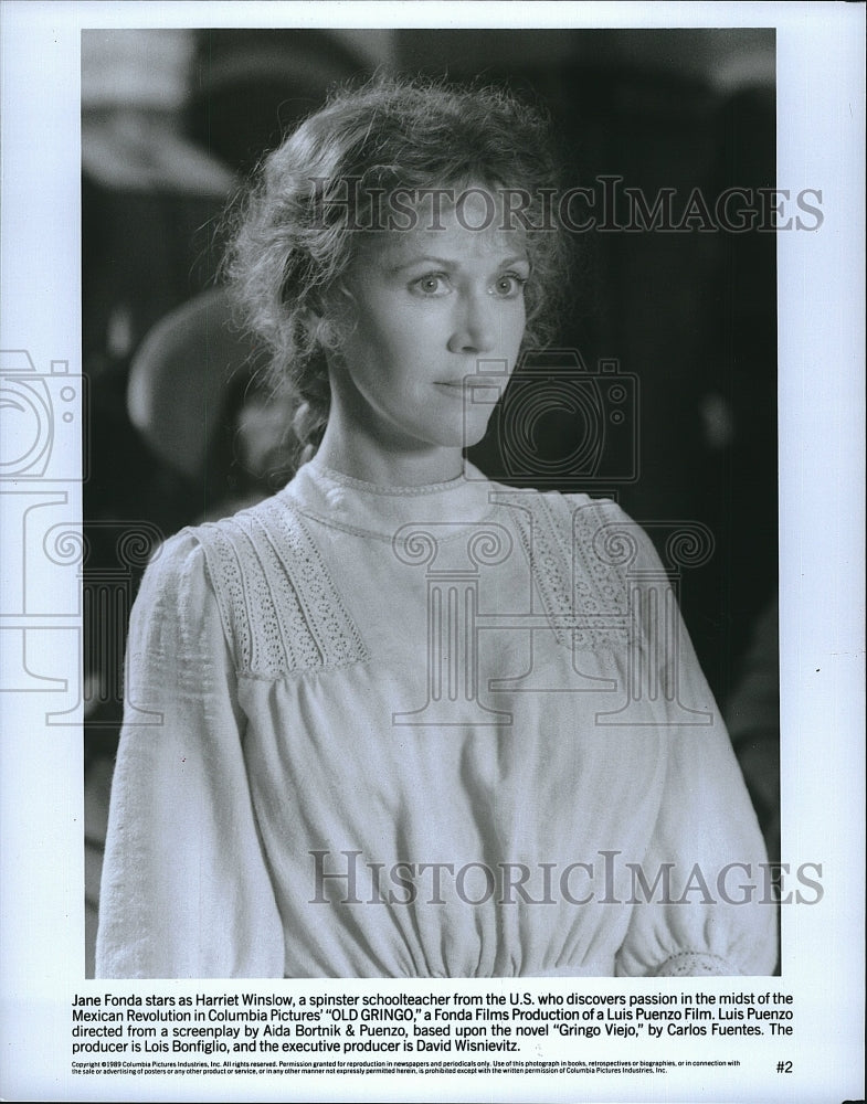 1989 Press Photo Actress Jane Fonda As Harriet Winslow In &quot;Old Gringo&quot;- Historic Images