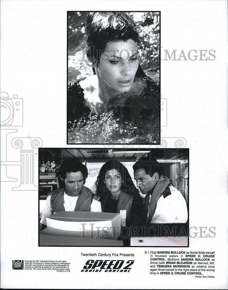 1997 Press Photo &quot;Speed 2 Cruise Control &quot; Sandra Bullock,B McCardie, T Morrison- Historic Images