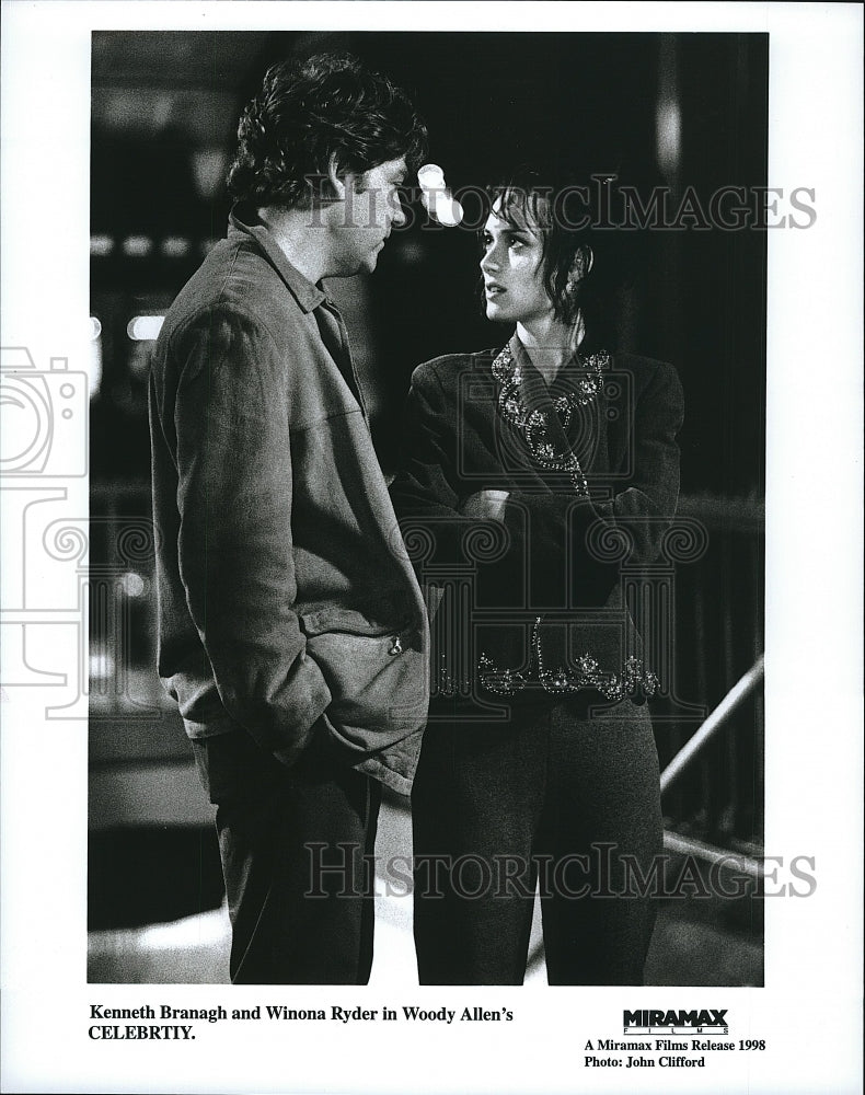 1998 Press Photo Kenneth Branagh &amp; Winona Ryder Star In &quot;Celebrity&quot;- Historic Images