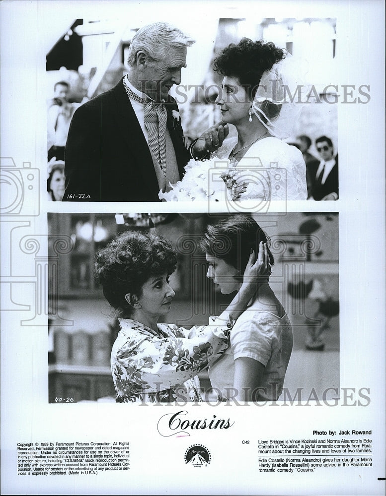 1989 Press Photo Lloyd Bridges Actor Norma Aleandro Actress Isabella Rosselini- Historic Images
