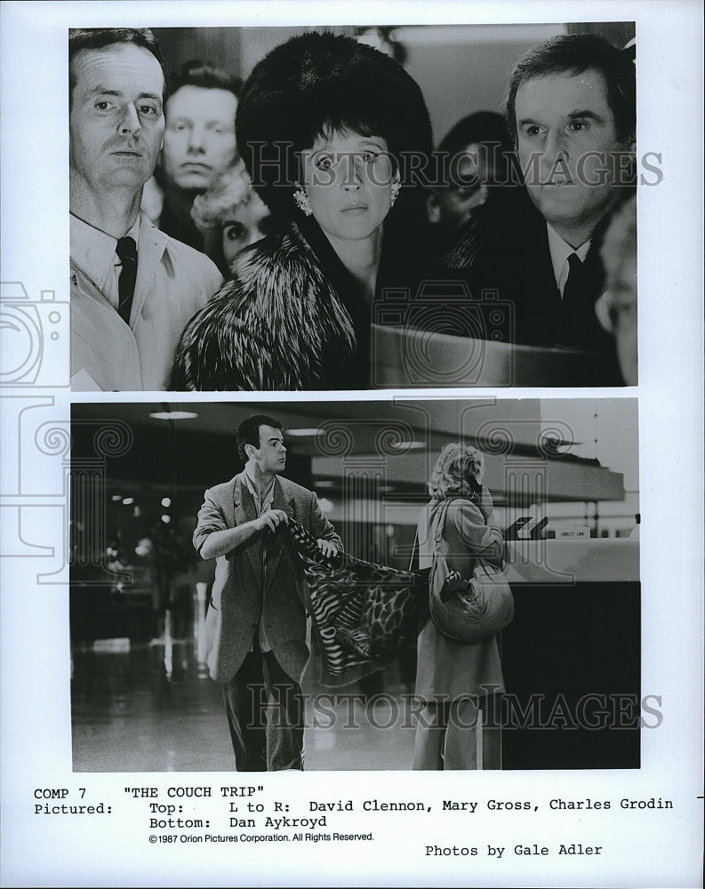 1987 Press Photo David Clennon, Charles Grodin and Dan Aykroyd in &quot;Couch Trip&quot;- Historic Images