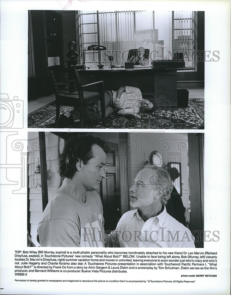 1991 Press Photo Actors Bill Murray &amp; Richard Dreyfuss in &quot;What About Bob?&quot;- Historic Images