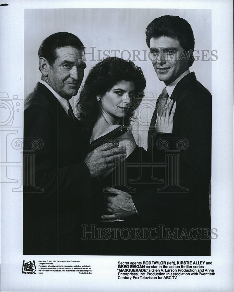 1988 Press Photo Actor Rod Taylor &amp; Kirstie Alley in &quot;Masquerade&quot;- Historic Images