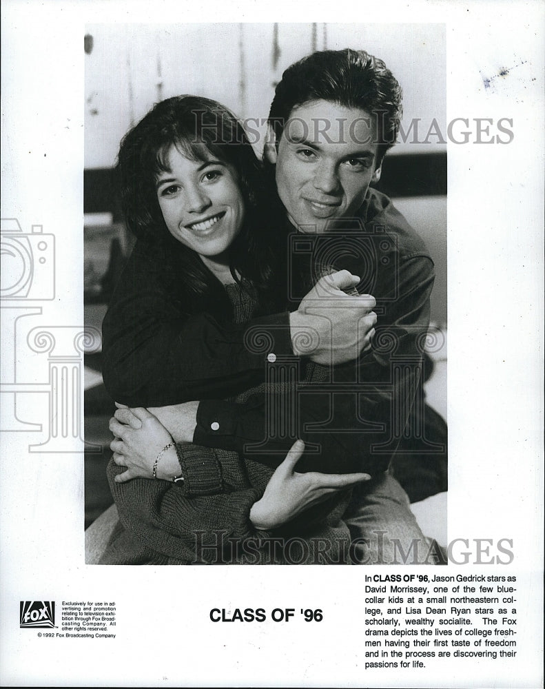 1992 Press Photo Jason Gedrick Actor Lisa Dean Ryan Actress Class of 96 TV Show- Historic Images