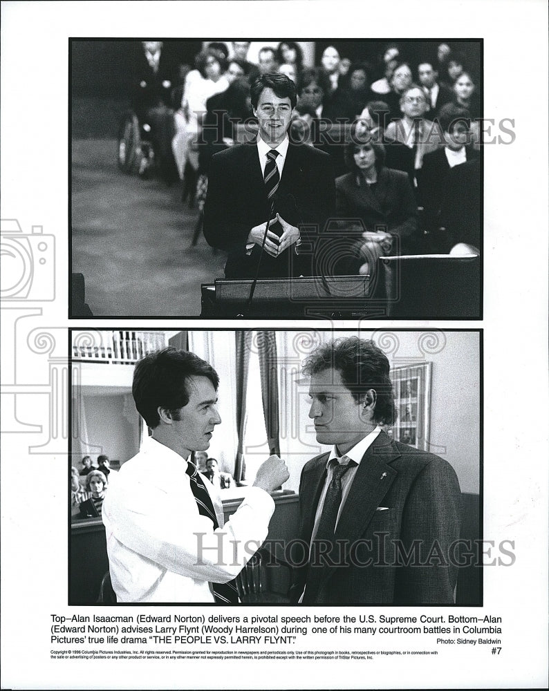 1997 Press Photo Edward Norton Woody Harrelson The People Vs. Larry Flynt- Historic Images