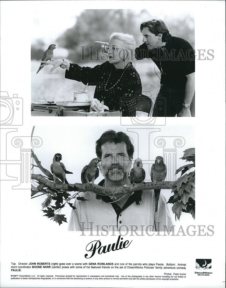 1998 Press Photo John Roberts Director Gena Rowlands Boone Narr Paulie Movie- Historic Images