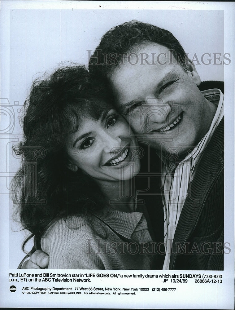 1989 Press Photo Patti LuPone, Bill Smitrovich &quot;Life Goes On&quot;- Historic Images