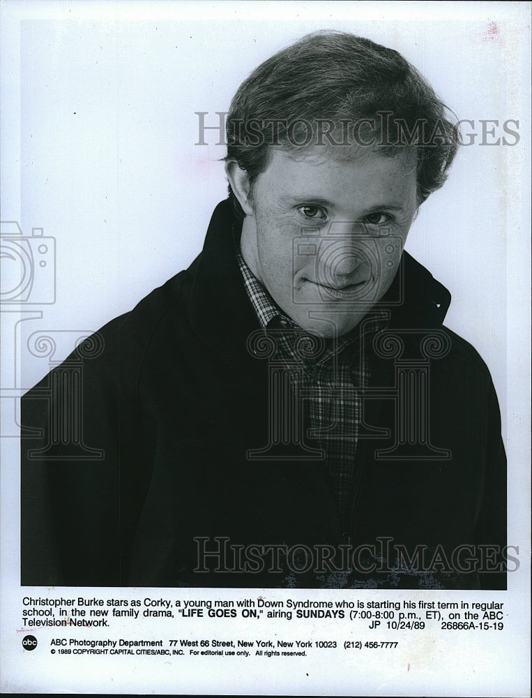 1989 Press Photo Christopher Burke as Corly in &quot;Life Goes On&quot;- Historic Images