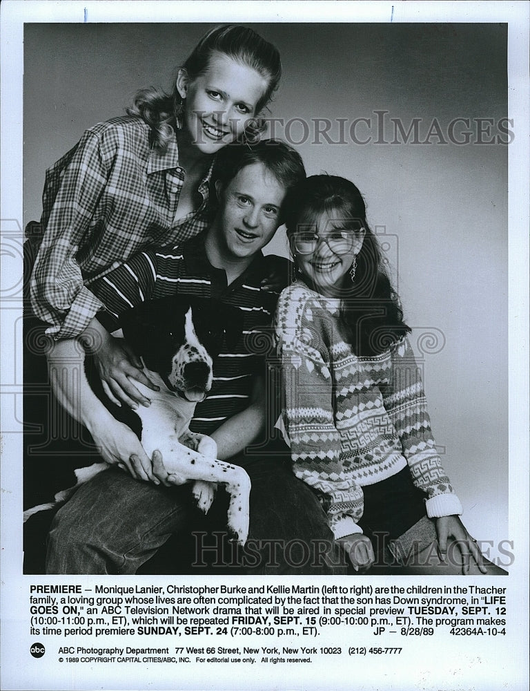 1989 Press Photo &quot;Life Goes On&quot; Chris Burke ,Monique Lanier,Kellie Martin- Historic Images