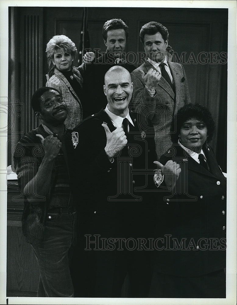 1987 Press Photo &quot;Night Court&quot; Harry Anderson , Markie Post, Richard Moll- Historic Images