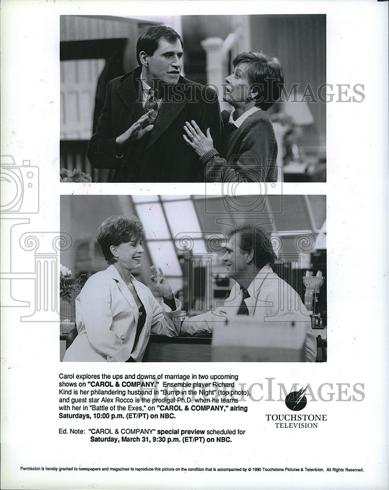 1990 Press Photo Carol Burnett &amp; Alex Rocco star in &quot;Carol &amp; Company&quot; - Historic Images