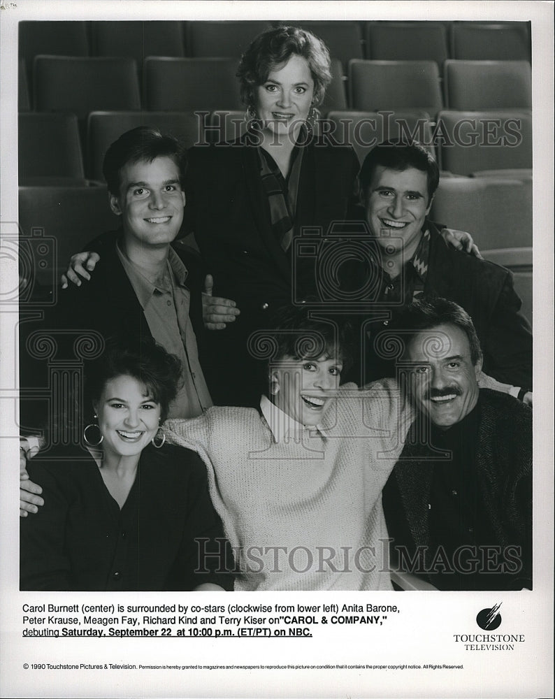 1990 Press Photo Carol Burnett, Anita Barone, Peter Krause in &quot;Carol &amp; Company&quot; - Historic Images