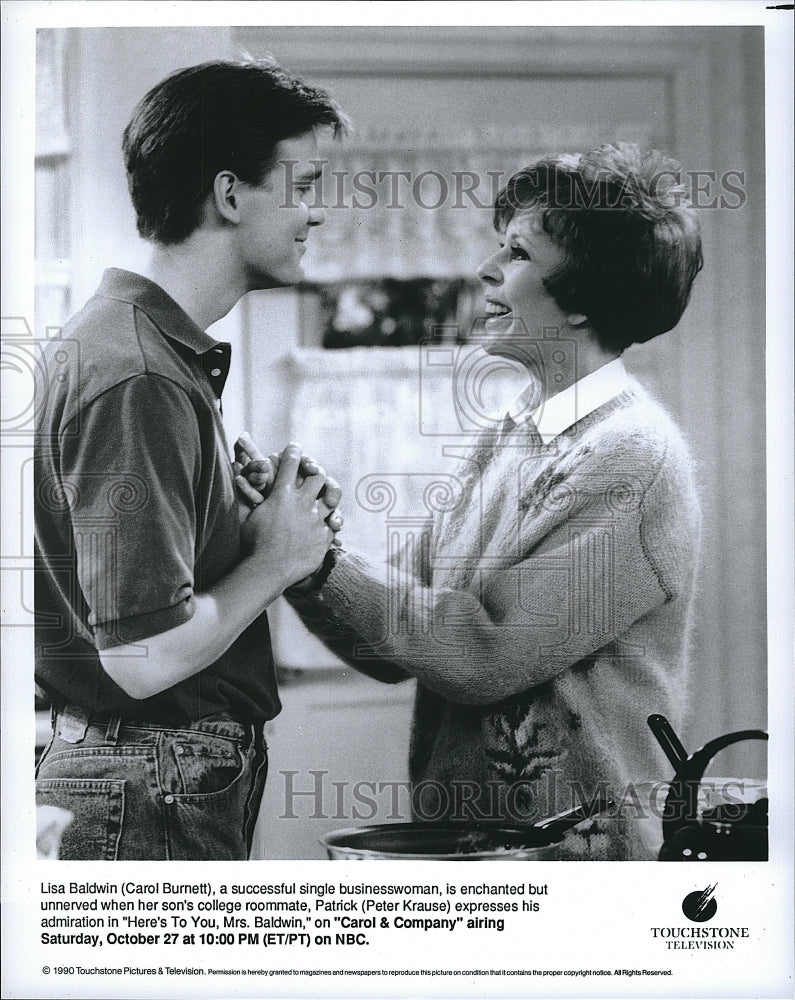 1990 Press Photo Carol Burnett and Peter Krause star in &quot;Carol &amp; Company&quot; - Historic Images