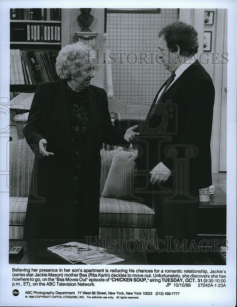 1989 Press Photo Jackie Mason and Rita Karin in &quot;Chicken Soup&quot;- Historic Images