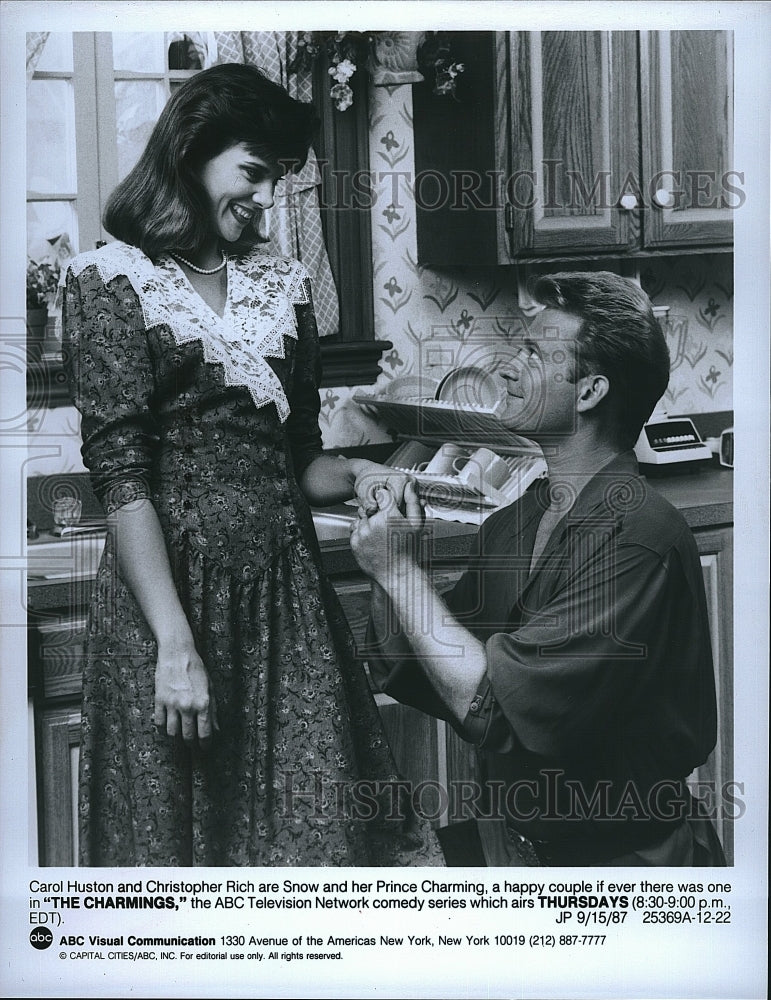 1987 Press Photo &quot;The Charmings&quot; Carol Huston,Christopher Rich- Historic Images