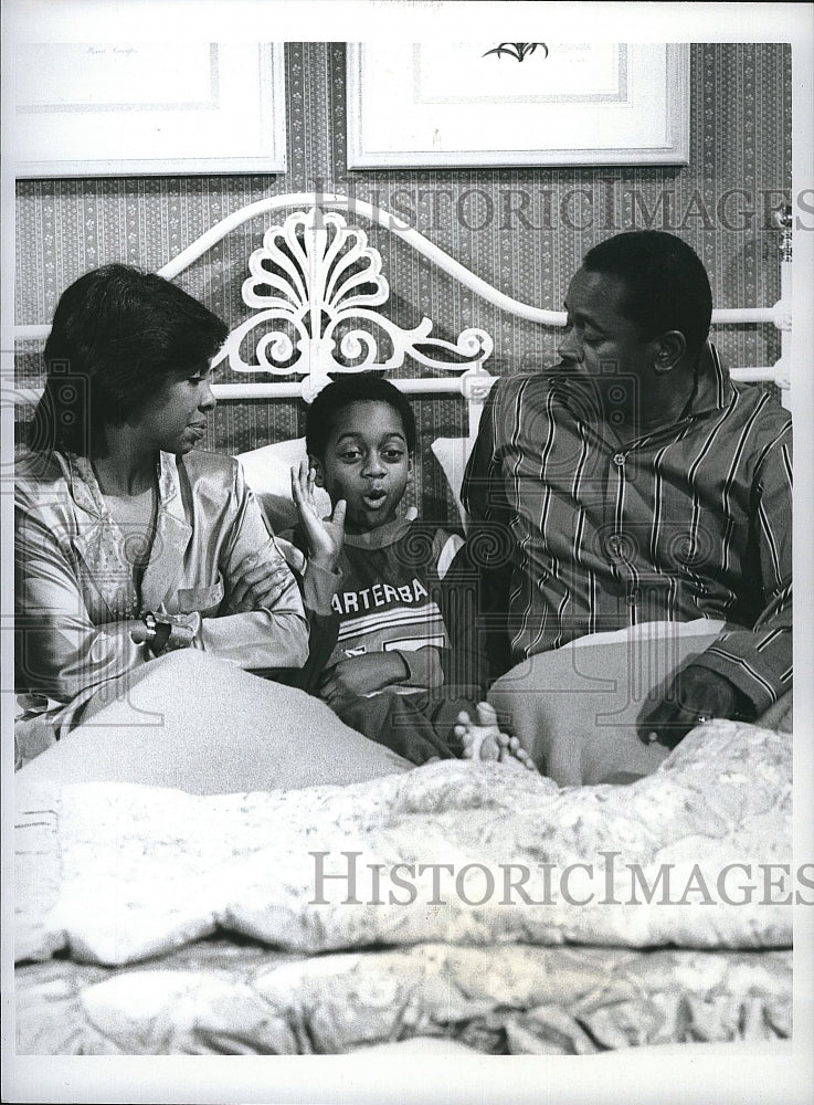 1986 Press Photo Gladys Knight, Jaleel White, Flip Wilson &quot;Charlie and Company&quot;- Historic Images