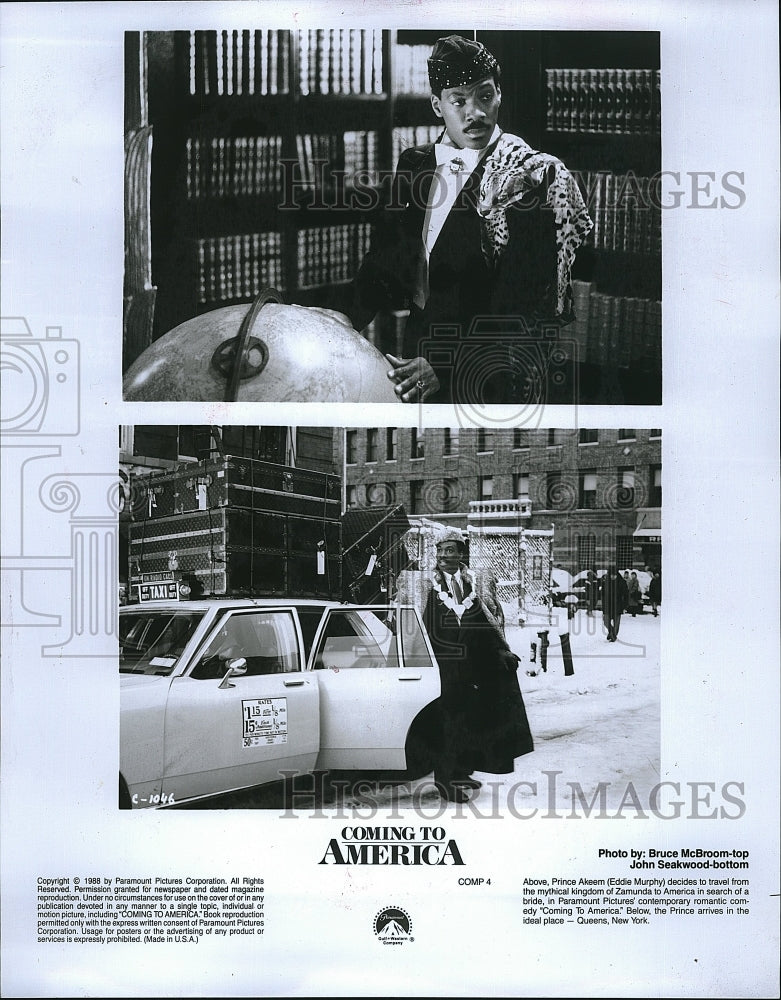 1988 Press Photo Eddie Murphy American Actor Coming To America Movie Scenes Film- Historic Images