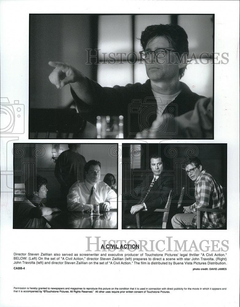 Press Photo &quot;A Civil Action&quot; Director Steven Zaillian with John Travolta - Historic Images