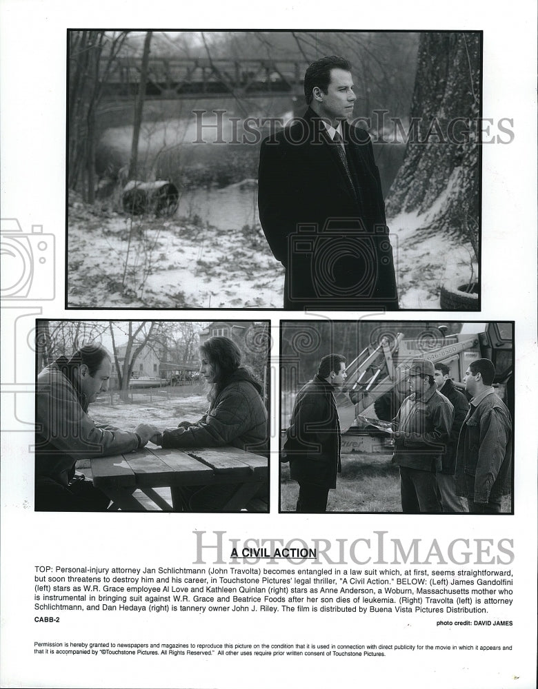 1999 Press Photo Actors John Travolta, James Gandolfini &amp; Kathleen Quinlan - Historic Images