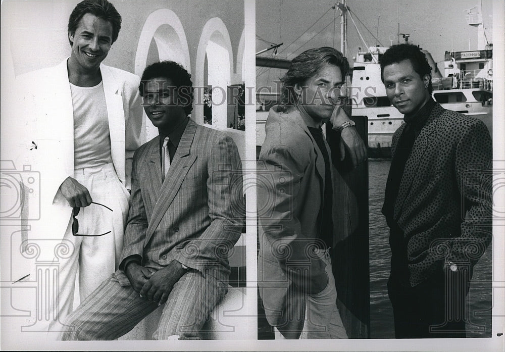 1989 Press Photo Philip Michael Thomas Actor Don Johnson Miami Vice Action Show- Historic Images